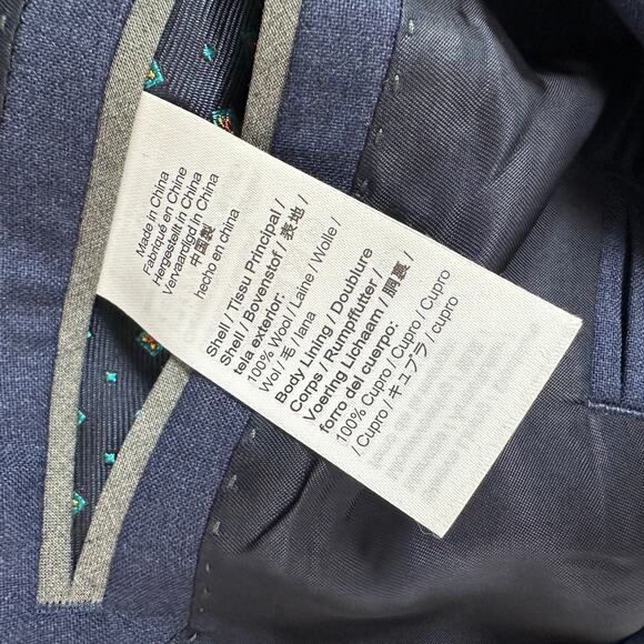 J.Crew Ludlow Slim Fit Suit Jacket Italian Loro Piana Wool Deep Pacific 39R NWT - Picture 13 of 16